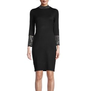 Calvin Klein Embellished Mock Neck Dress